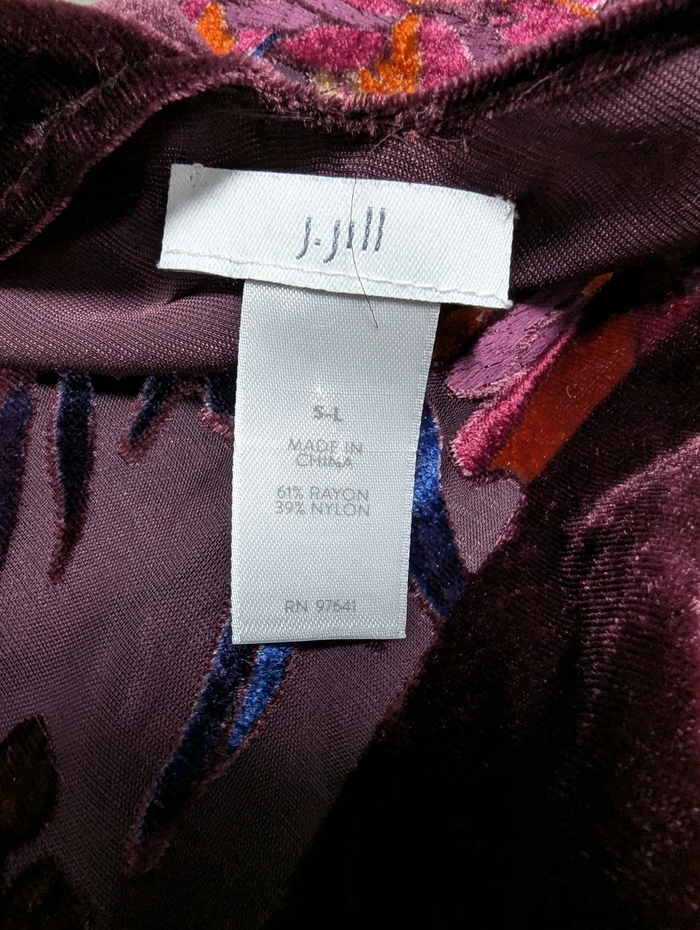 J Jill Velvet Burnout Kimono Topper One Size Boho Romance - Picture 11 of 14